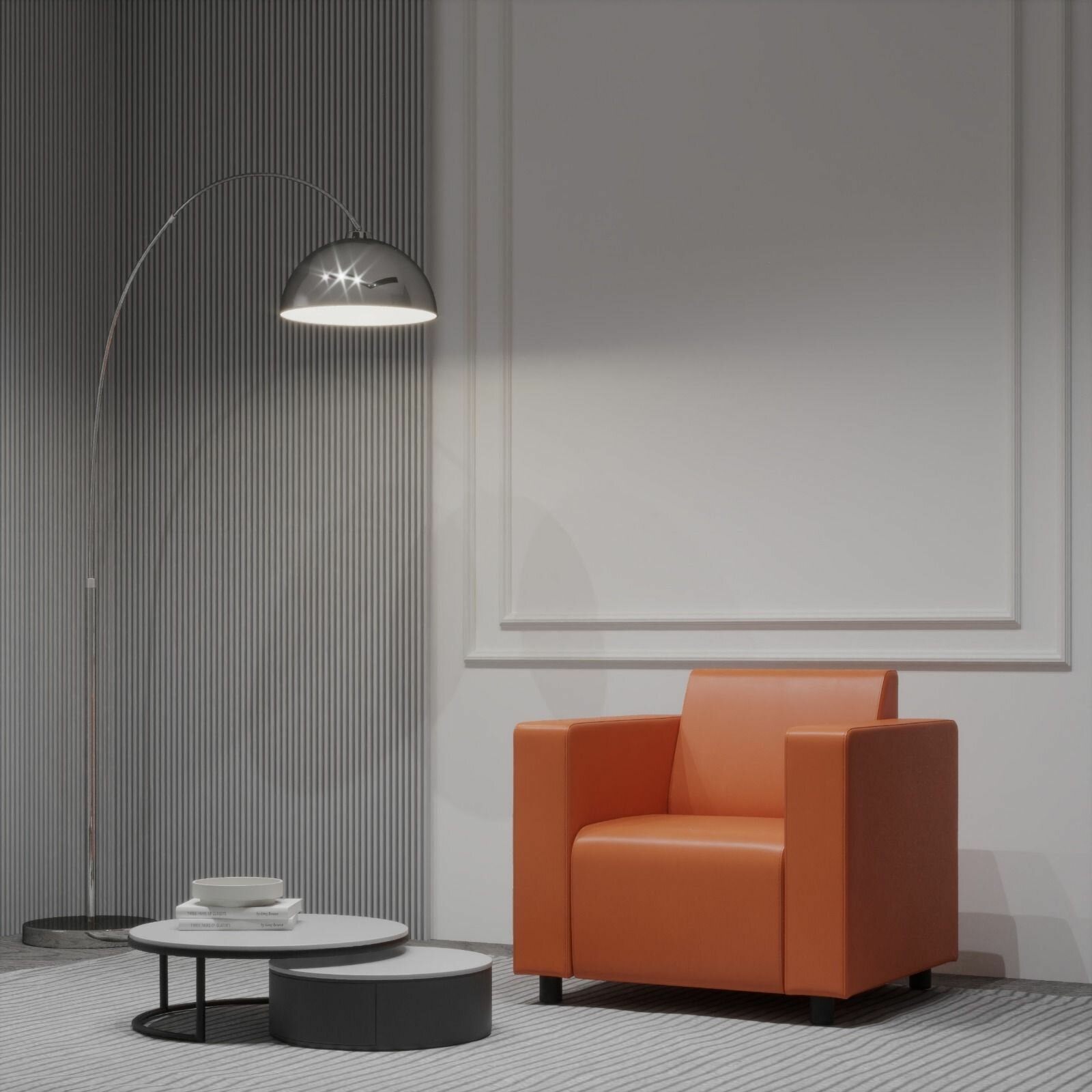 Кресло Альфа с подлокотниками оранжевое. Офис, дом, салон красоты, прихожая, гостиная, в зону ожидания. Эко-кожа