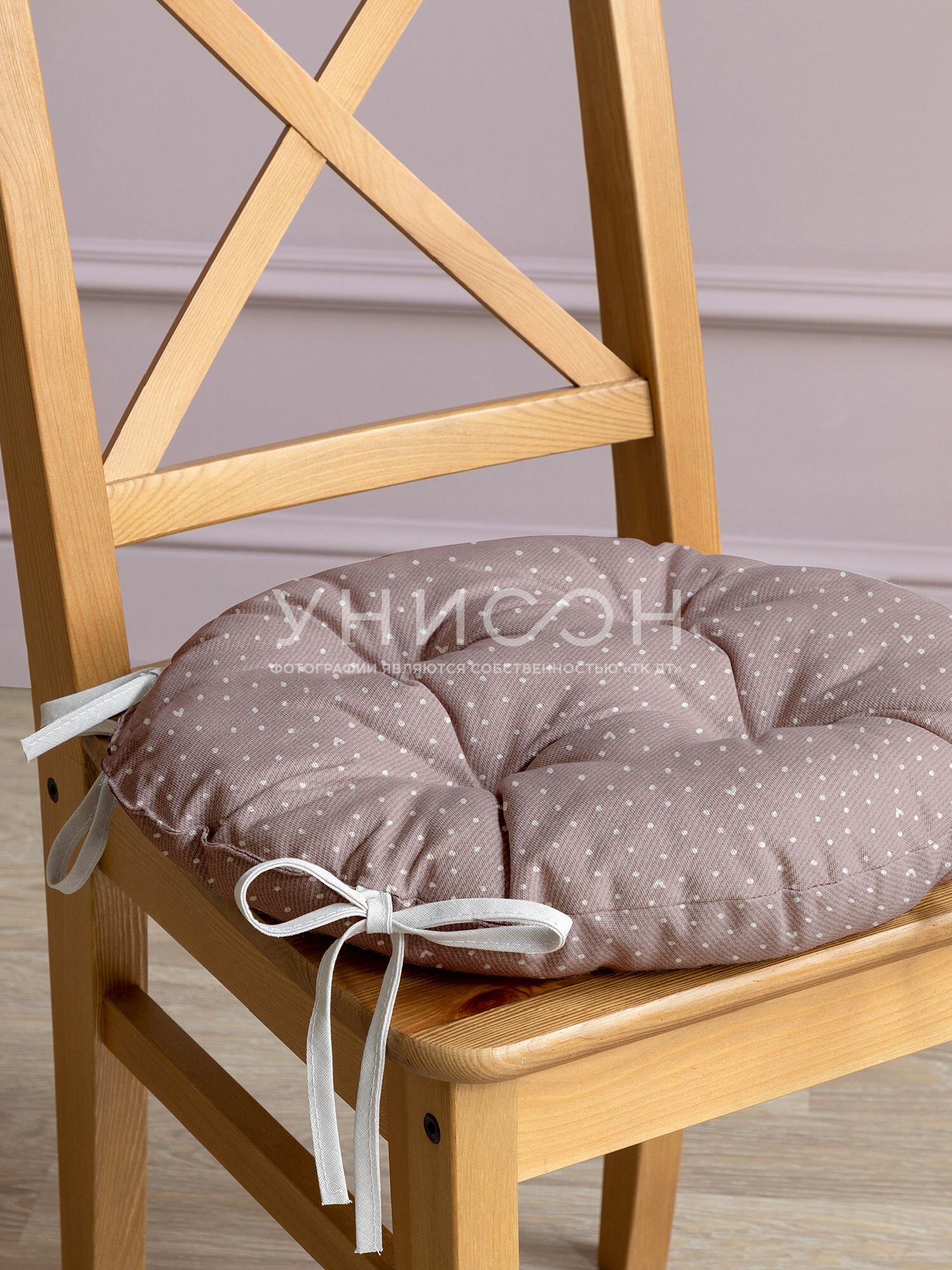 Комплект подушек на стул с тафтингом круглых d40 (2 шт) "Унисон" рис 33002-1 Love