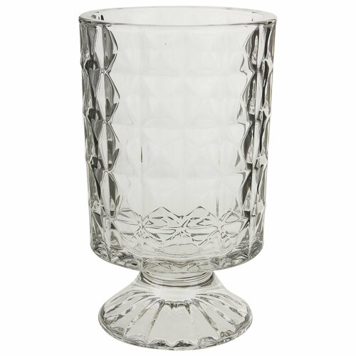 Ваза для цветов и сухоцветов стеклянная прозрачная декоративная интерьерная D10,5хH18 см