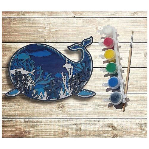 Многослойная раскраска /3д раскраска/ многослойное панно/ 3д панно Кит серия Океан