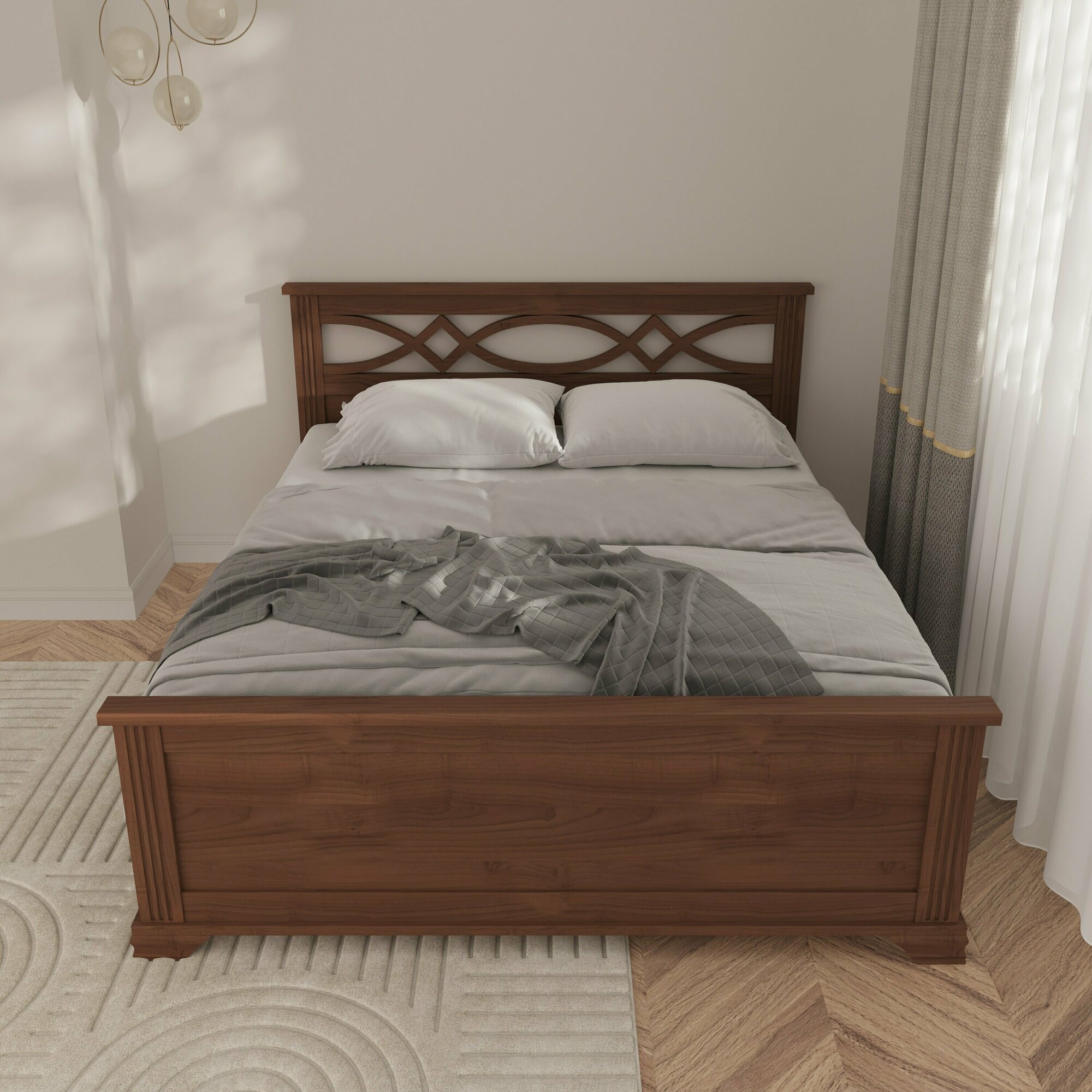 Двуспальная кровать Кровать деревянная Лира 120*200, 120х200 см, ММК-Древ Бук