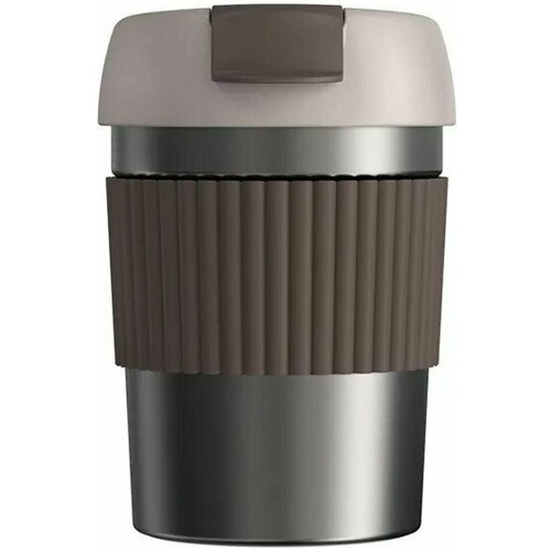Термостакан-непроливайка KissKissFish Rainbow Vacuum Coffee Tumbler Mini (коричневый, серый)