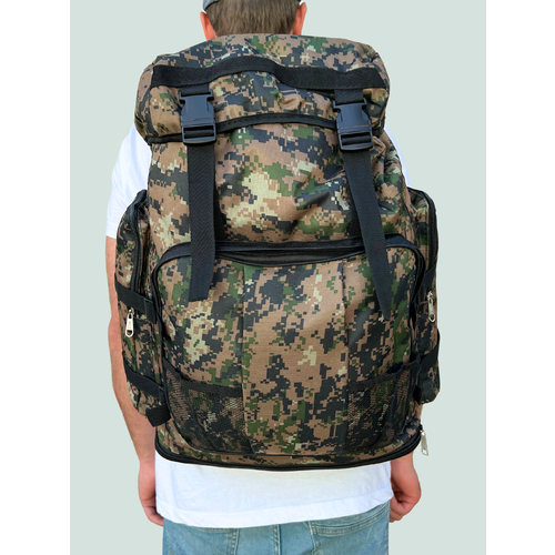 фото Рюкзак тактический армейский туристический 80 л, зеленый камуфляж, рюкзак мужской походный, спортивный, баул, для охоты, рыбалки, туризма easypro