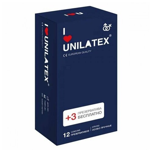 Ультрапрочные презервативы Unilatex Extra Strong - 12 штуки + в подарок