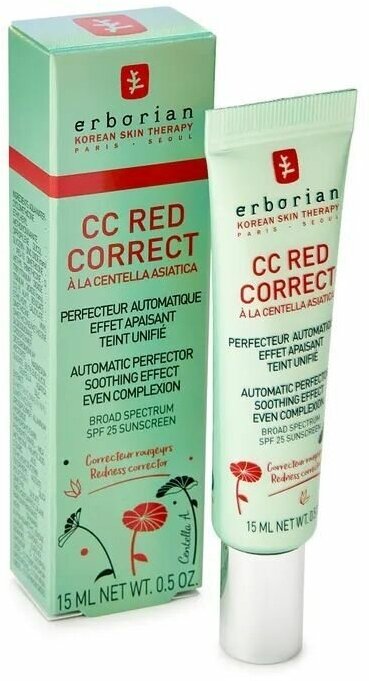 Erborian CC RED CORRECT, CC RED Корректирующий крем для лица, 15 мл