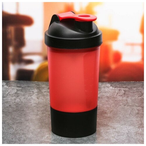 Шейкер спортивный / бутылочка спортивная / бутылка для воды / шейкер / с чашей под протеин, красно-чёрный, 500 мл спортивная бутылка taksim istanbul