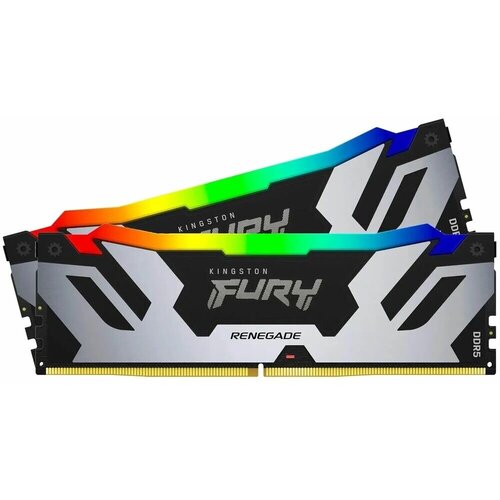 Модуль памяти DIMM 32Gb 2х16Gb DDR5 PC51200 6400MHz Kingston Fury Renegade RGB Silver KF564C32RSAK232 2101000₽