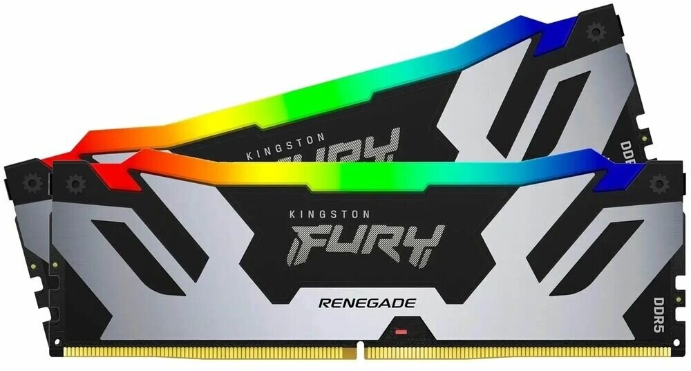 Модуль памяти DIMM 32Gb 2х16Gb DDR5 PC51200 6400MHz Kingston Fury Renegade RGB Silver (KF564C32RSAK2/32)
