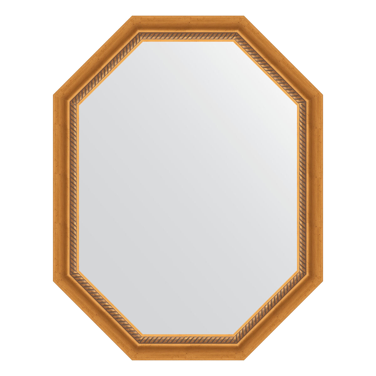 Зеркало настенное Polygon EVOFORM в багетной раме состаренное золото с плетением, 73х93 см, для гостиной, прихожей, спальни и ванной комнаты, BY 7108