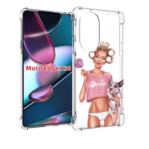 Чехол MyPads Барби-с-собачкой женский для Motorola Moto Edge X30 задняя-панель-накладка-бампер