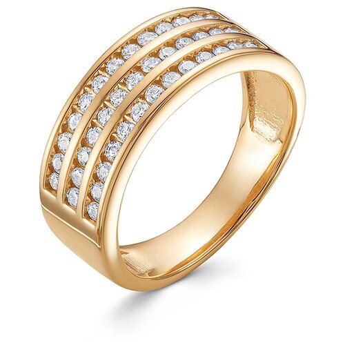 Кольцо Vesna jewelry, красное золото, 585 проба, родирование, бриллиант, размер 18, бесцветный