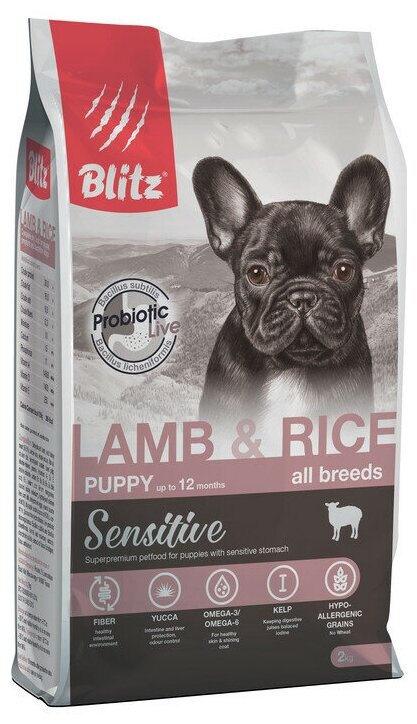 Сухой корм BLITZ PUPPY Lamb&Rice / для щенков ягненок и рис/ 2кг
