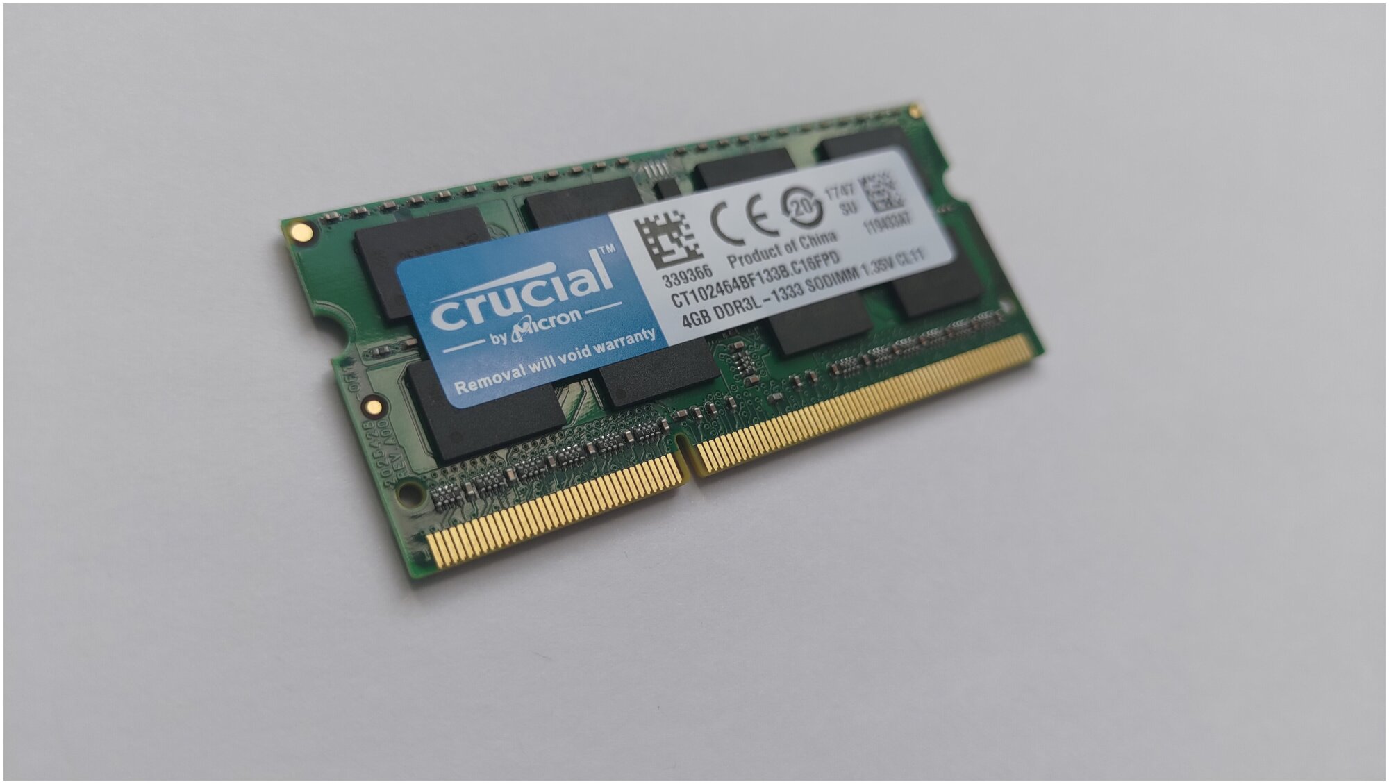 Оперативная память CRUCIAL DDR3L 4 ГБ 1333 MHz SO-DIMM PC3L-10600U 1x4 ГБ (CT102464BF133B4g) для ноутбука