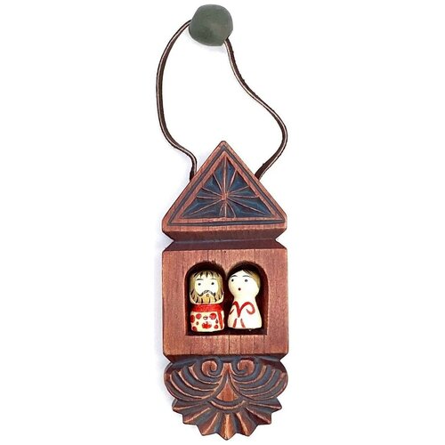 Кезер Интерьерное панно «Оберег дома „Лары“ малые», 9,5 см. (кедр, кожа, ручная работа)