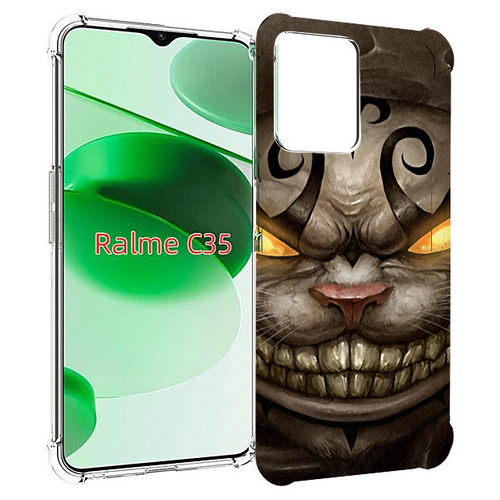 Чехол MyPads злой котик с желтыми глазами для Realme C35 / Narzo 50A Prime задняя-панель-накладка-бампер