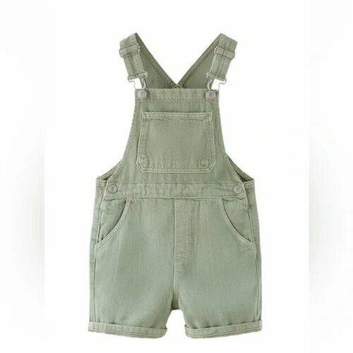 Комбинезон Zara детский, хлопок 100%, на кнопках, карманы, размер 98 см, хаки