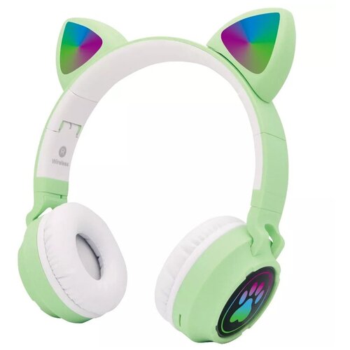 Беспроводные bluetooth наушники Cat Ear Headphones со светящимися ушками светло-зеленый 129900₽