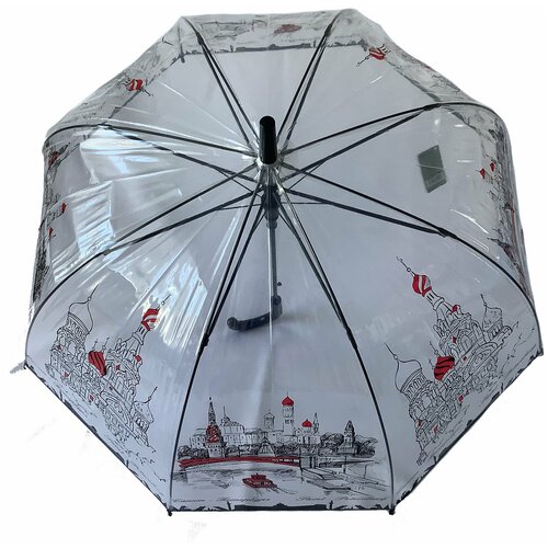 Зонт-трость женский Galaxy of umbrellas достопримечательности Санкт-Петербурга полуавтомат прозрачный.