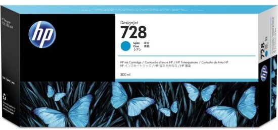 Картридж HP F9K17A 728 с голубыми чернилами для принтеров Designjet, 300 мл
