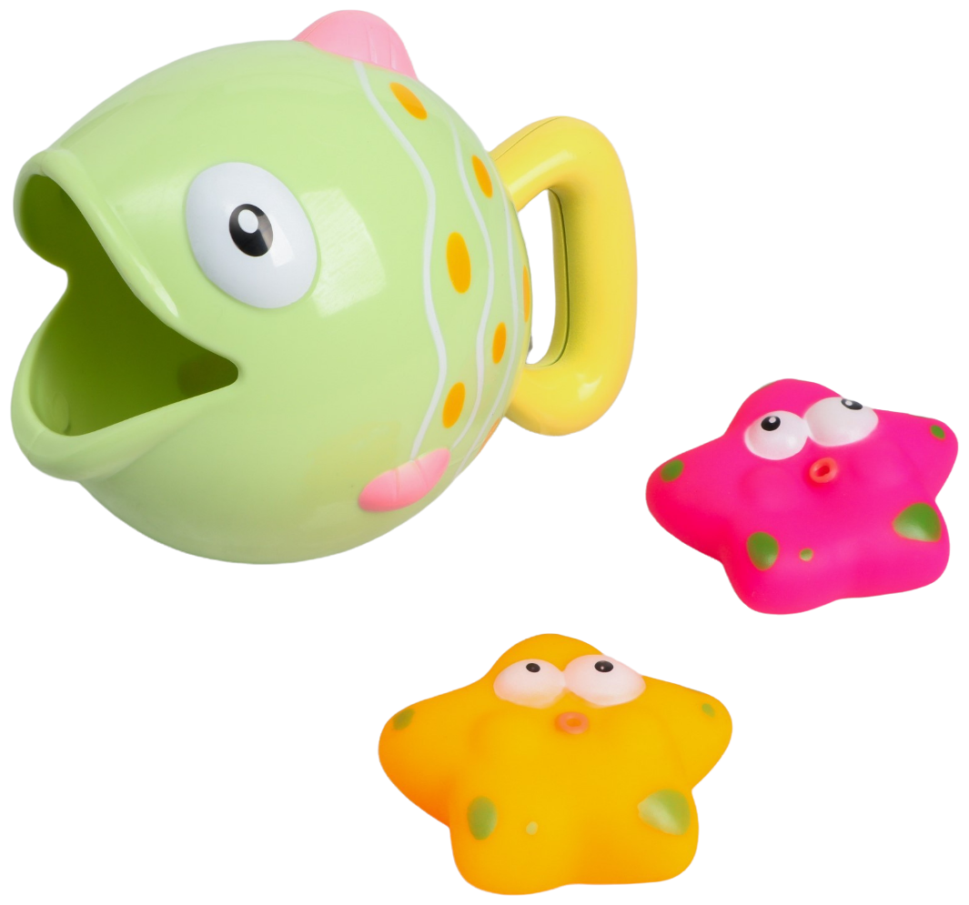 Набор игрушек для игры в ванне "Рыбка и звездочки", зеленая - фотография № 1
