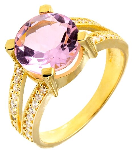Кольцо Balex, топаз синтетический, фианит, размер 20, розовый, золотой