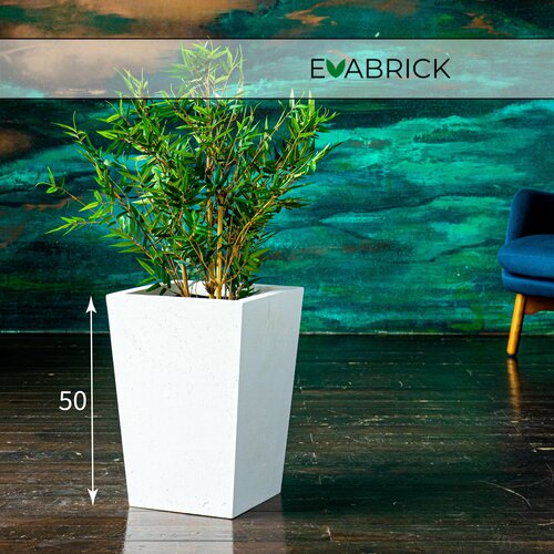 Кашпо / горшок для цветов Evabrick Pyramid 39 л полимербетон белый