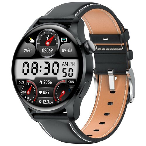 GELIKON LINE 3 Pro Smart Watch 2022 - Black Leather - профессиональные умные-часы с измерением давления большого размера из сплава высшего качества 1334100₽