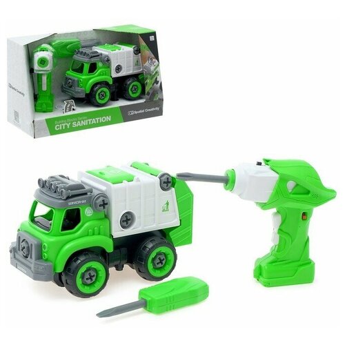 Конструктор винтовой «Мусоровоз», с электр. шуруповертом, р/у, 27 деталей