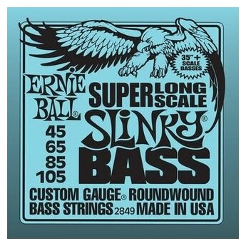 P02849 Super Long Scale Slinky Комплект струн для бас-гитары, 45-105, никель, Ernie Ball