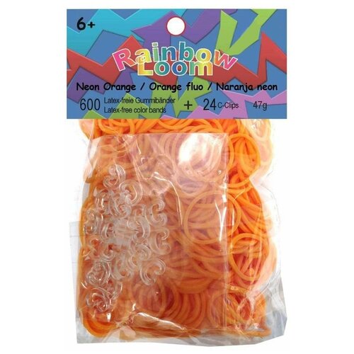 Резинки для плетения браслетов Rainbow Loom Неон Оранжевый, Neon Orange (B0021)