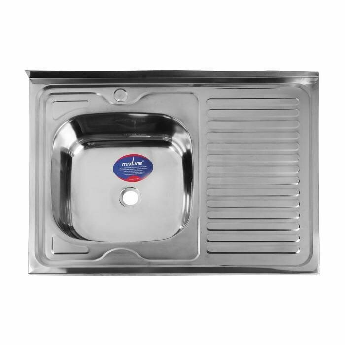 Мойка кухонная MIXLINE 527970 накладная толщина 0.4 мм 80х60х16 см левая выпуск 1 1/2'