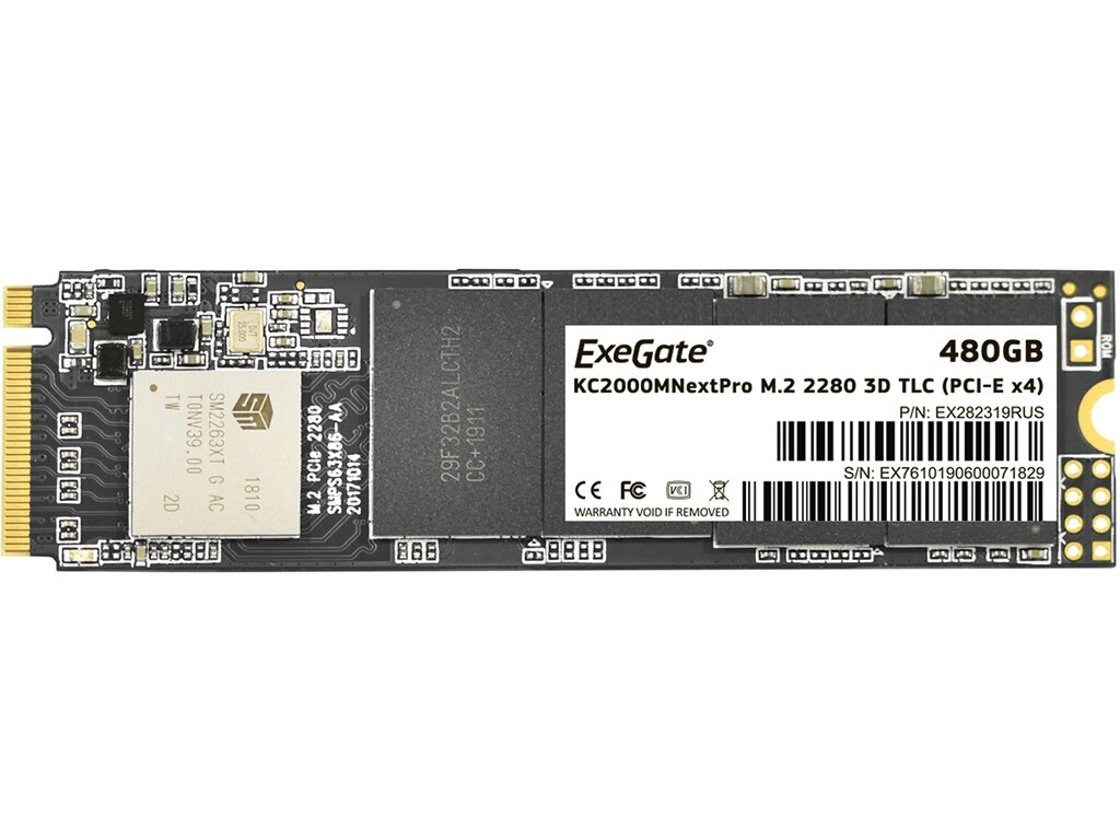 Накопитель SSD M.2 2280 480GB Exegate NextPro KC2000TP480 (PCIe Gen3x4, 22x80mm, 3D TLC) (EX282319RUS) - фото №9