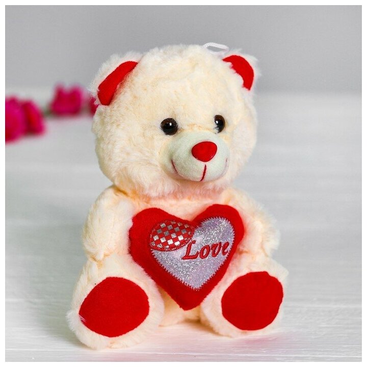Мягкая игрушка КНР "Бежевый мишка с сердцем" 19 см (4471240)