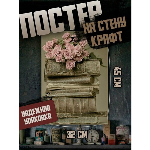 Постер 32х45 эстетика книг