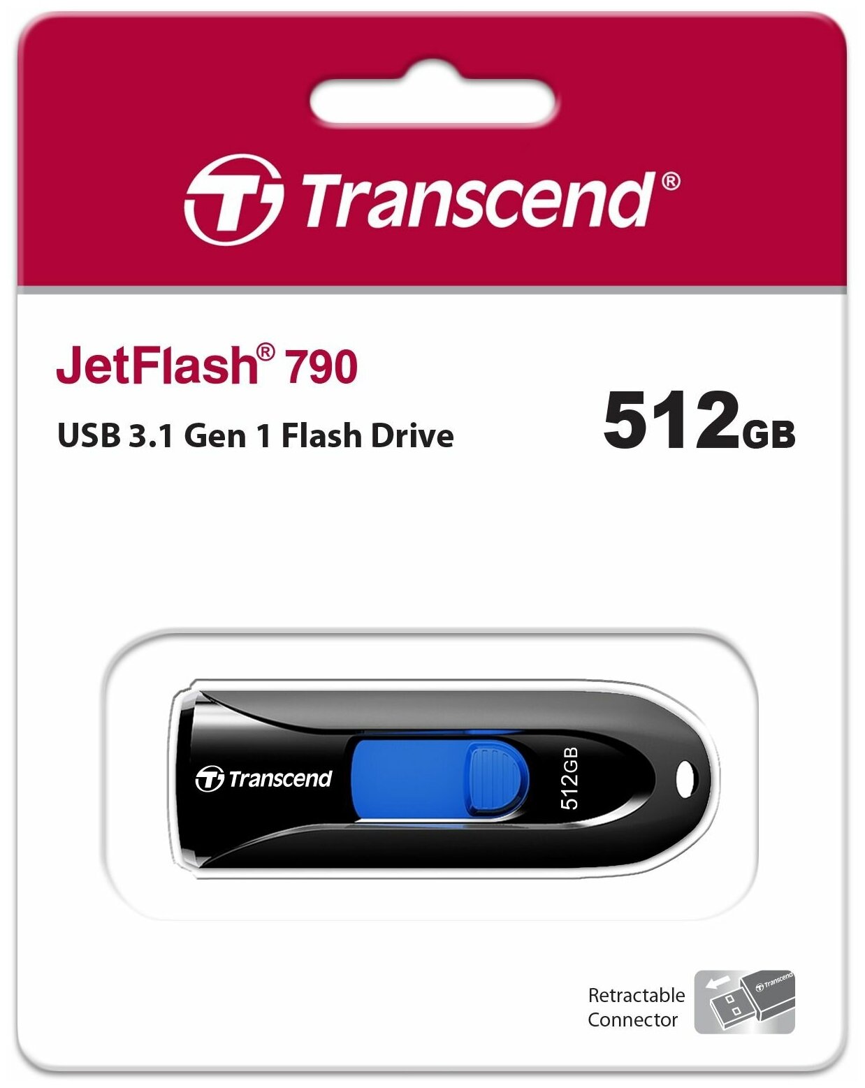 Флешка USB (Type-C) TRANSCEND Jetflash 790С 512ГБ, USB3.0, черный [ts512gjf790k] - фото №5