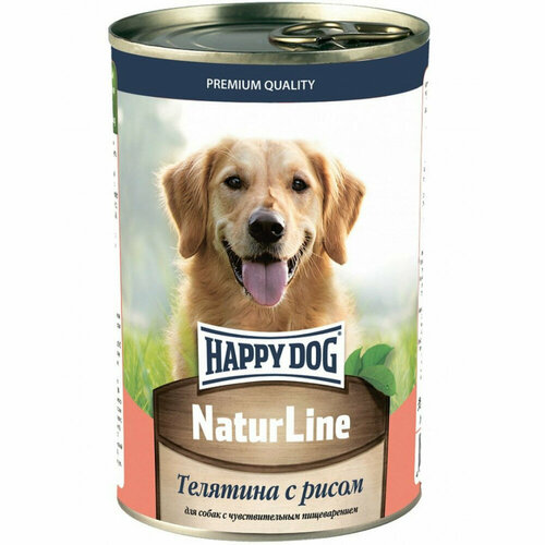 Консервы Happy Dog для собак телятина и рис natur line 410г