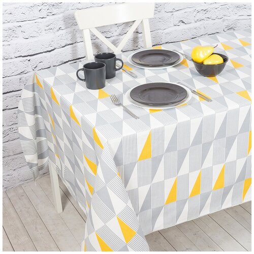 Скатерть кухонная прямоугольная на стол 136x170 Сканди / ткань хлопок для кухни, дома, дачи /Altali