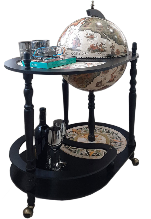 Глобус-бар напольный со столиком d 42 черно-белый