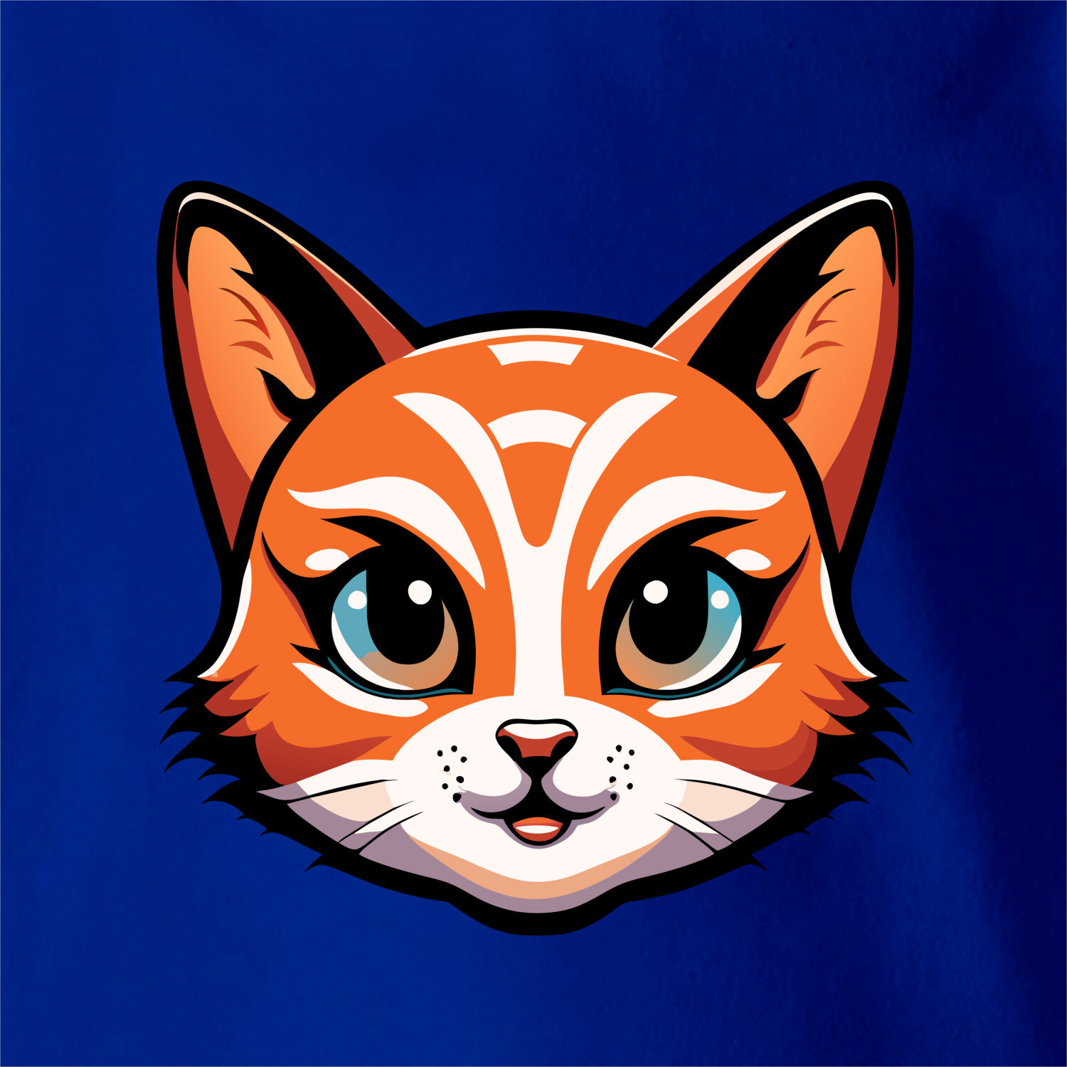 Детская футболка «Портрет рыжего кота» (152, синий) - фотография № 3