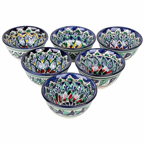 Пиала узбекская средняя 150 мл - 6 шт (Риштан синий)