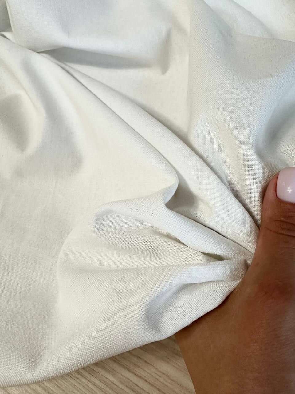 1 м. Лён ткань для шитья одежды, белый. Полулен. Отрез 100х150см.