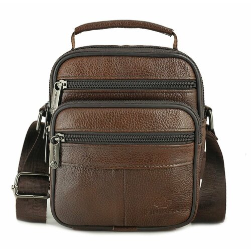 Сумка кросс-боди znimsk, фактура зернистая, коричневый