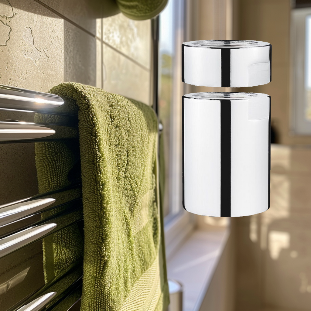 фото Муфта с контргайкой для полотенцесушителя, 1/2 дюйма, хром