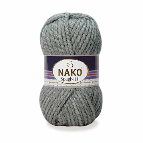 фото Пряжа spaghetti (nako), серый - 790, 25% шерсть, 75% акрил, 5 мотков, 100 г, 60 м.