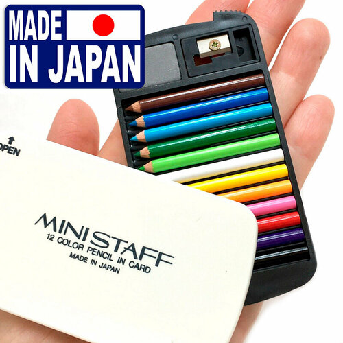 Мини-карандаши цветные 12 шт. в белом пенале