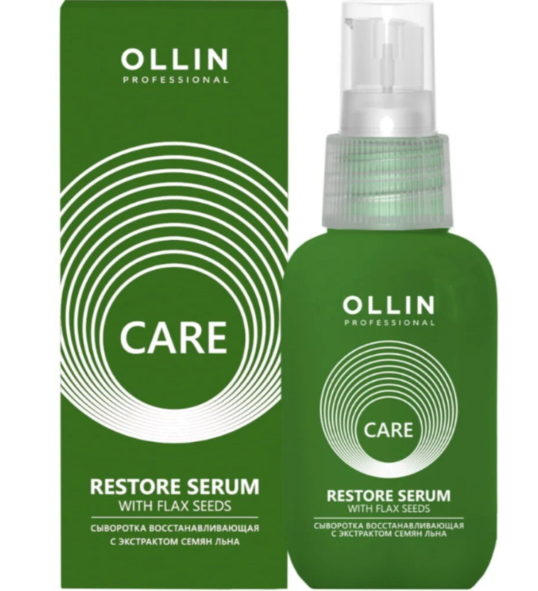 Сыворотка Ollin Professional Care Restore Serum with Flax Seeds, Сыворотка восстанавливающая с экстрактом семян льна, 50 мл