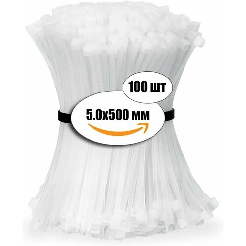 Кабельные стяжки хомуты 100 шт 50x500 мм пластиковые белые 499₽
