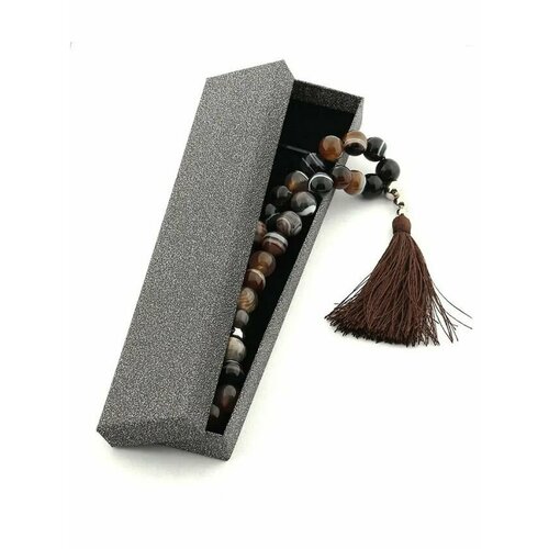 Четки из кофе агата 33 бусины, диаметр каждой бусины 12 мм.