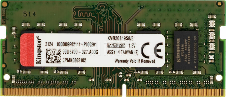 Модуль памяти KINGSTON VALUERAM KVR26S19S8/8 DDR4 - 8ГБ 2666, SO-DIMM