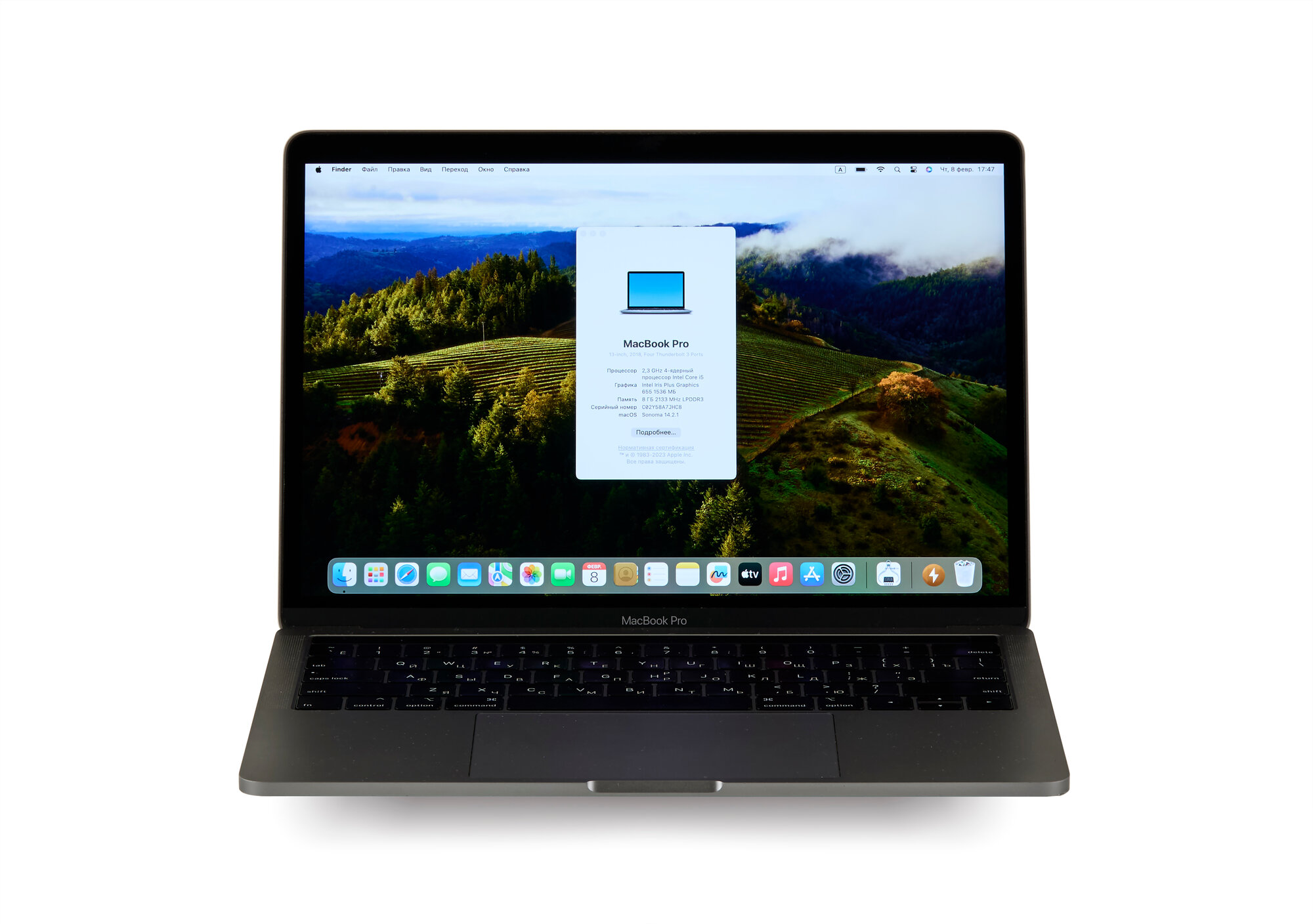 Ноутбук Apple Macbook Pro 13 2018 г Touch Bar A1989 (Производство 2019 г) Core i5 2.3Ггц 4 ядра / Оперативная память 8Гб / SSD 256Gb / Gray